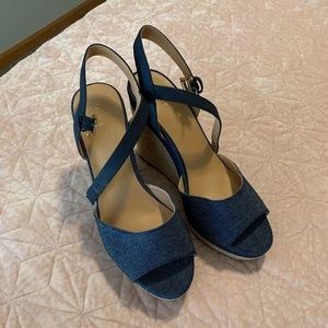 Navy wedge sandals